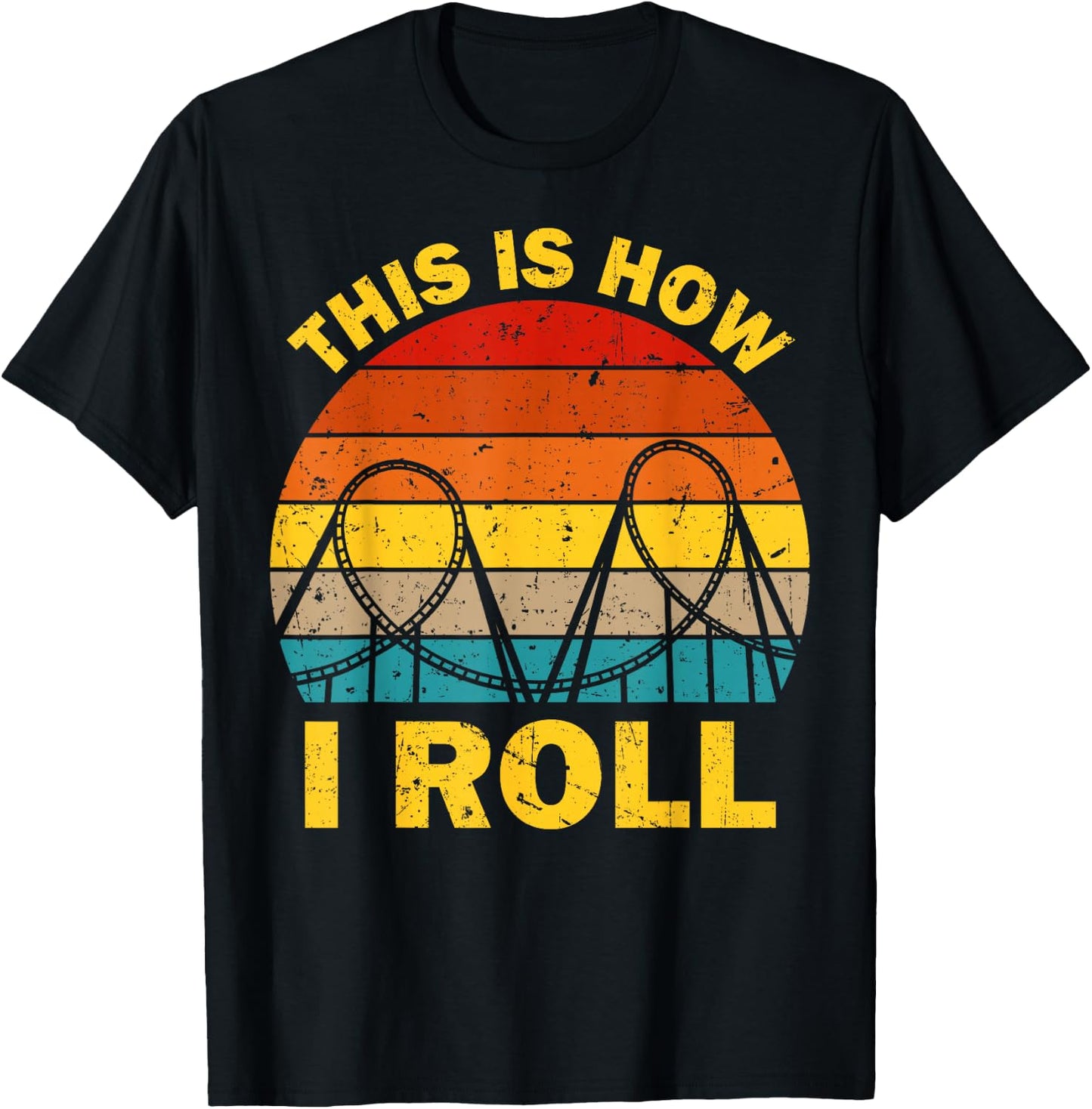 Cool Roller Coaster Women Amusement Theme Park Retro T-Shirt - T-Shirt | Black