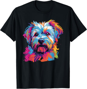 Watercolor Colorful Dandie Dinmont Terrier Dog T-Shirt - T-Shirt | Black
