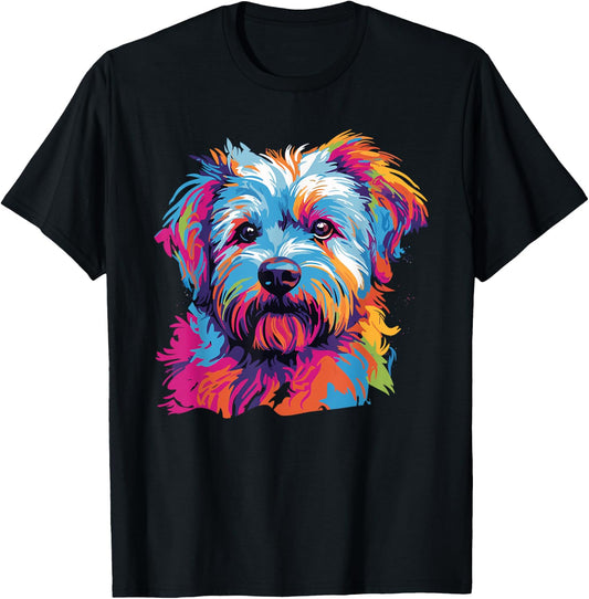 Watercolor Colorful Dandie Dinmont Terrier Dog T-Shirt - T-Shirt | Black