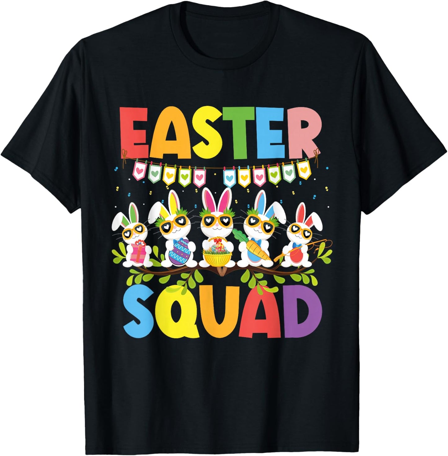 Easter Squad Bunnies Rabbit Happy Easter Day Family Matching T-Shirt - T-Shirt | Black