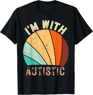 I'm with Autistic Funny Design Im with Autistic T-Shirt - T-Shirt | Black