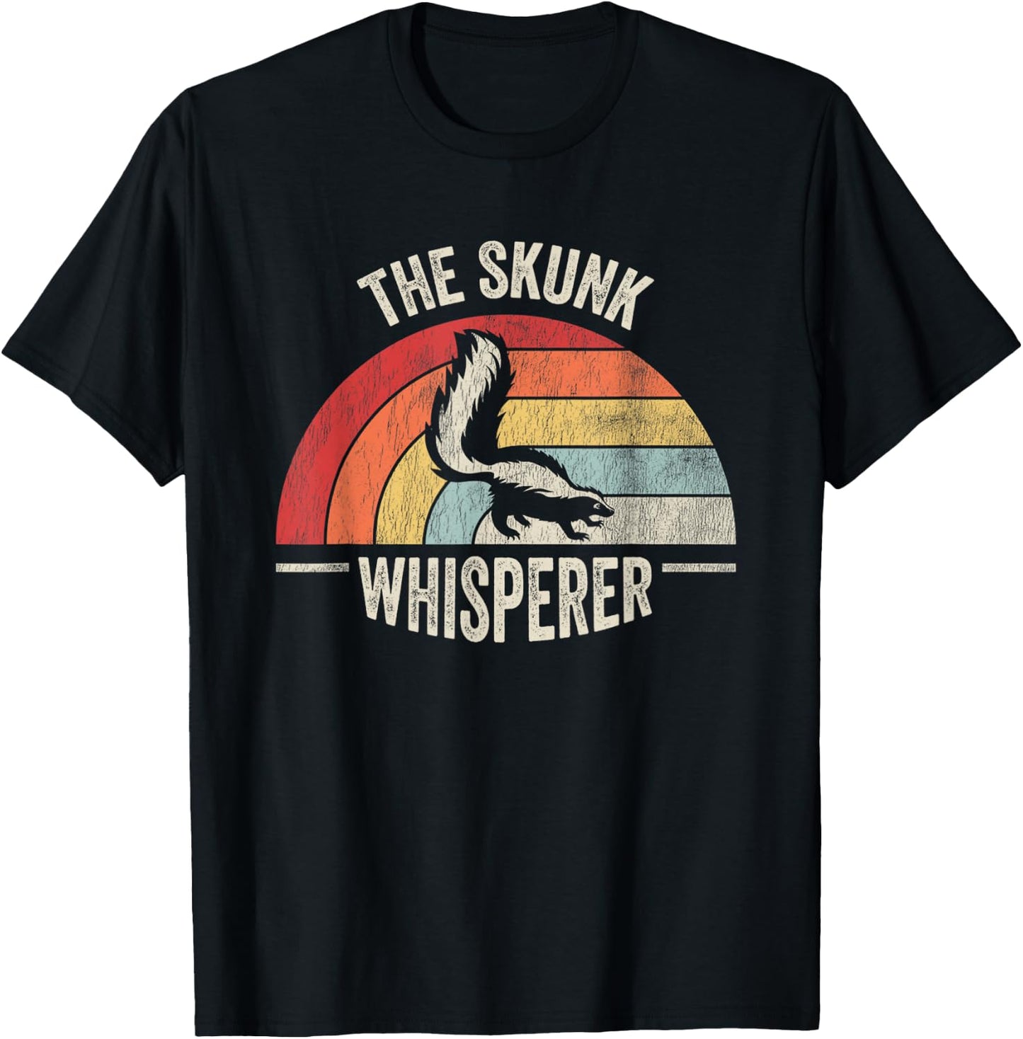 The Skunk Whisperer Rainbow Vintage Art T-Shirt - T-Shirt | Black