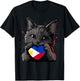 Philippines Flag Cat Pinoy Pilipinas Pride Filipino Roots T-Shirt - T-Shirt | Black