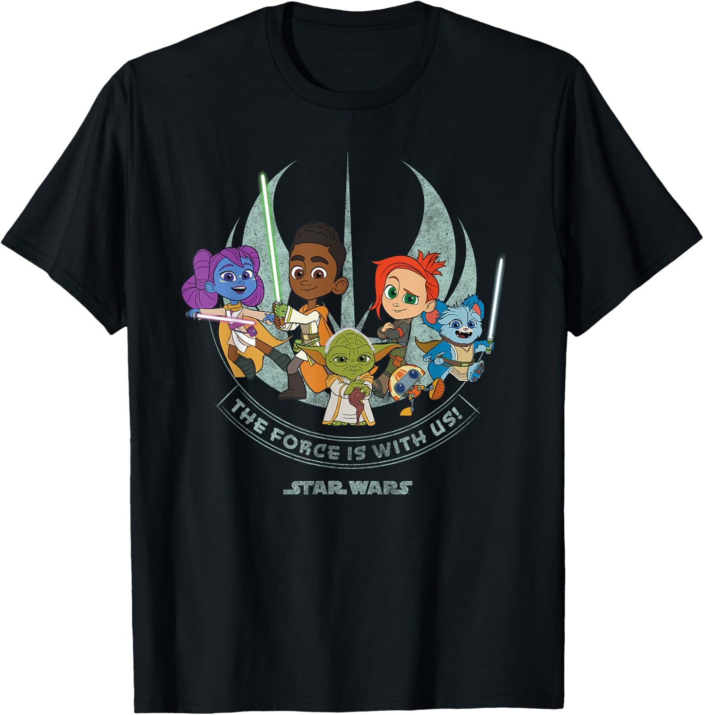 Star Wars Young Jedi Adventure Force is With Us T-Shirt - T-Shirt | Black