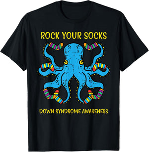 Down Syndrome Awareness Octopus Rock Your Sock Men Women Kid T-Shirt - T-Shirt | Black