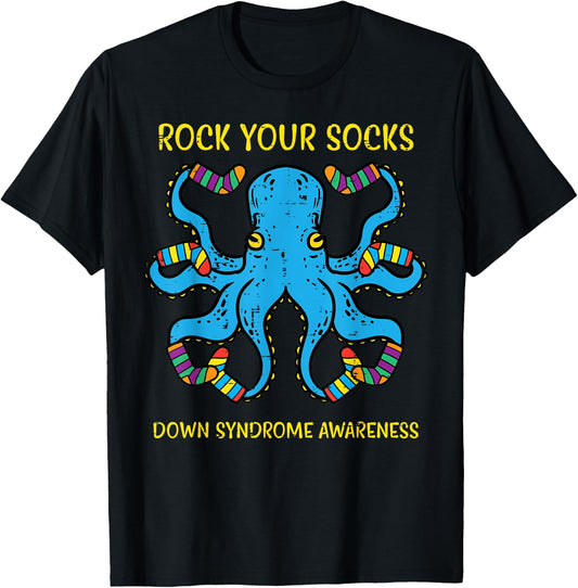 Down Syndrome Awareness Octopus Rock Your Sock Men Women Kid T-Shirt - T-Shirt | Black