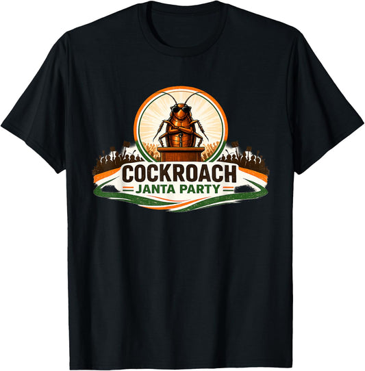 Cockroach Janta Party Funny Political Meme T-Shirt - T-Shirt | Black