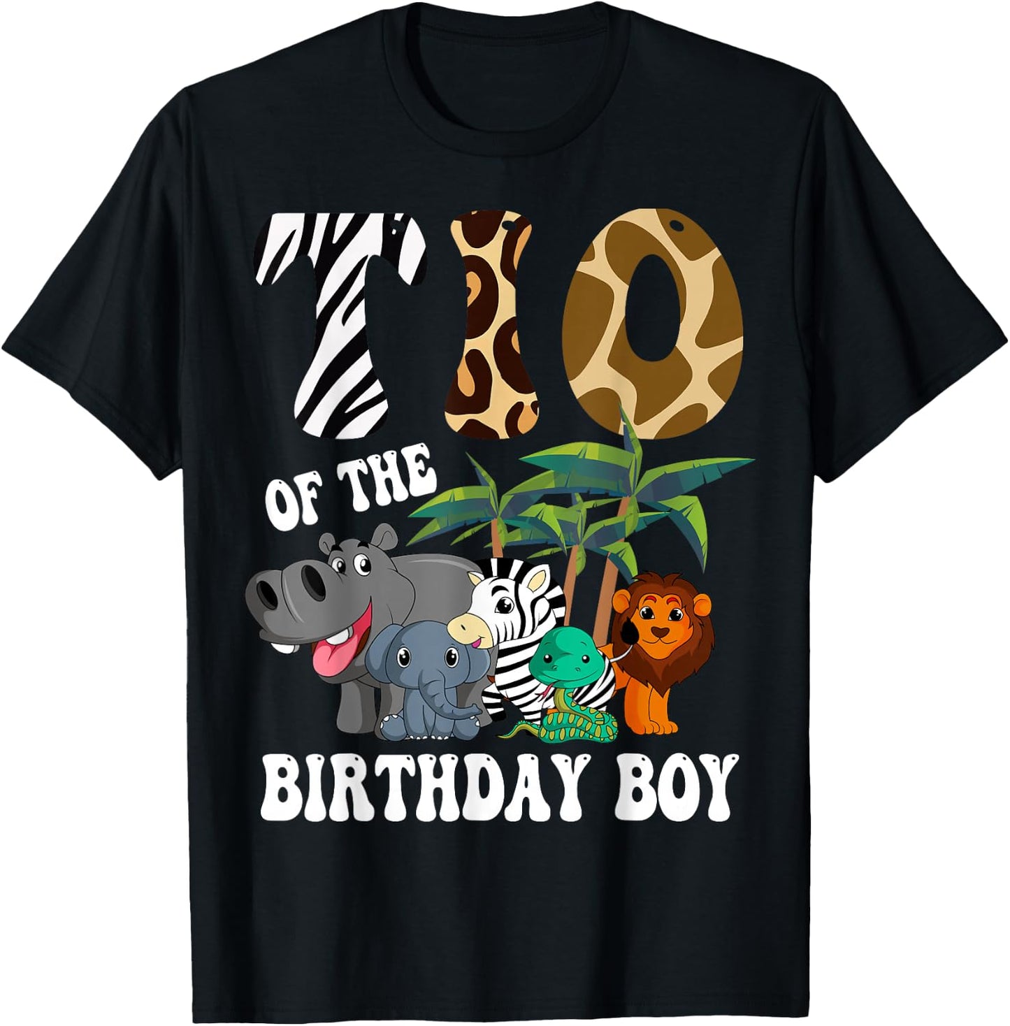 Tio of the Birthday Boy Zoo Bday Safari Celebration T-Shirt - T-Shirt | Black