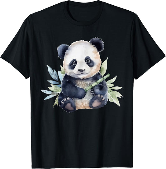Watercolor Panda T-Shirt - T-Shirt | Black