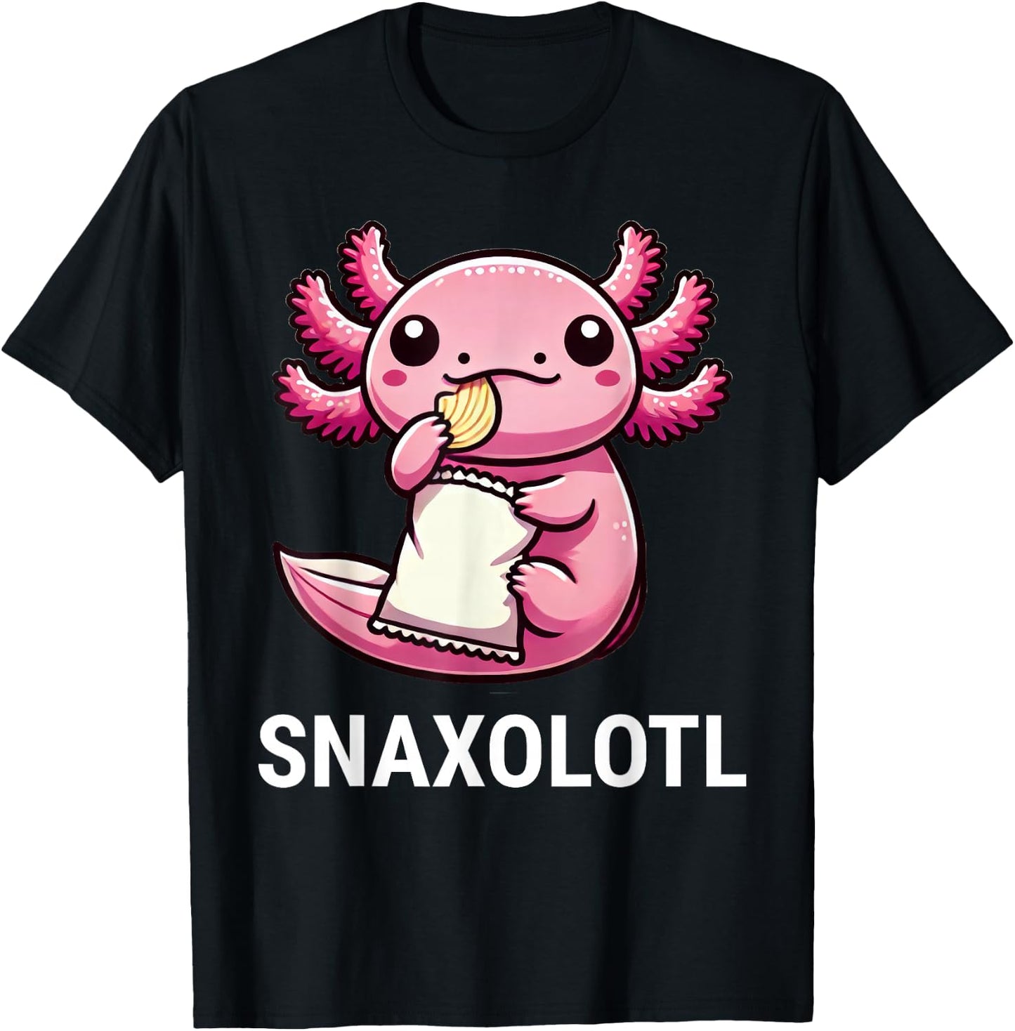 Snaxolotl Axolotl Chips Snacks Funny T-Shirt - T-Shirt | Black