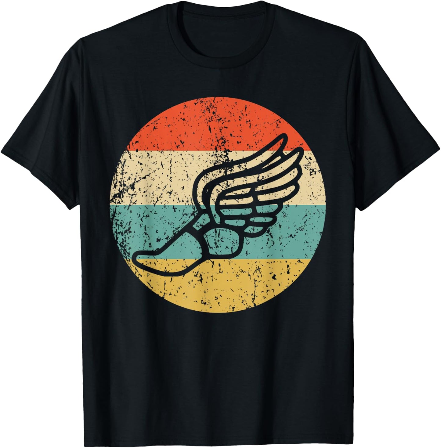 Running Shoe With Wings Retro Style Track T-Shirt - T-Shirt | Black