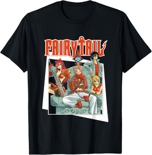 Fairy Tail Manga All Red Team Natsu T-Shirt - T-Shirt | Black