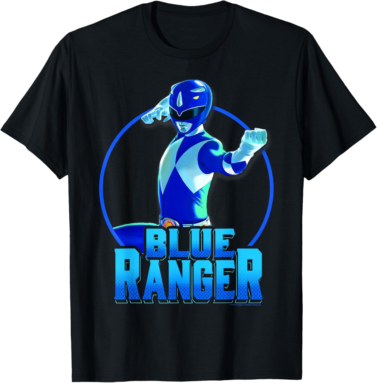 Power Rangers Blue Ranger Karate Action Circle Portrait T-Shirt - T-Shirt | Black