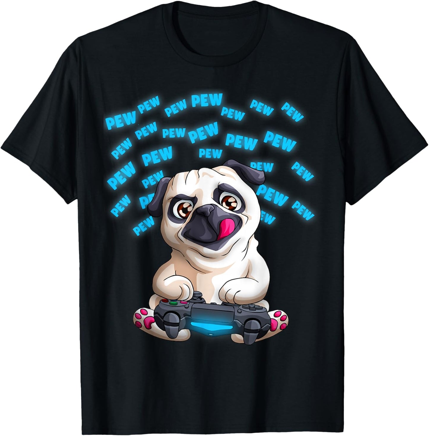 Blinkies Pew Gamers Pug Funny PewPewPew Video Gaming Pugs Gift T-Shirt - T-Shirt | Black