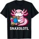 Snaxolotl Axolotl Snacks Funny Food Kawaii T-Shirt - T-Shirt | Black