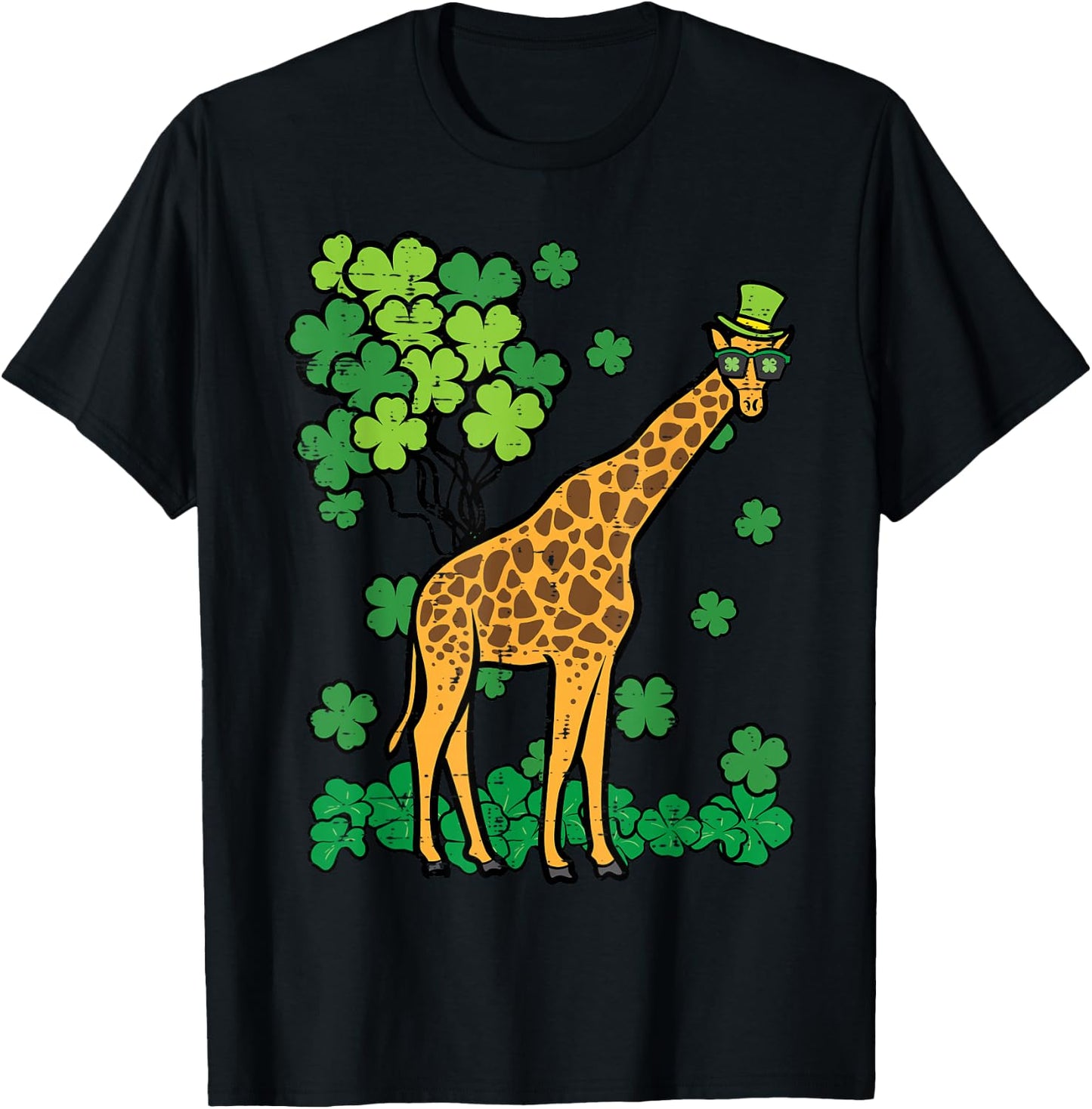 St Patricks Day Giraffe Saint Pattys Paddys Kids Men Women T-Shirt - T-Shirt | Black