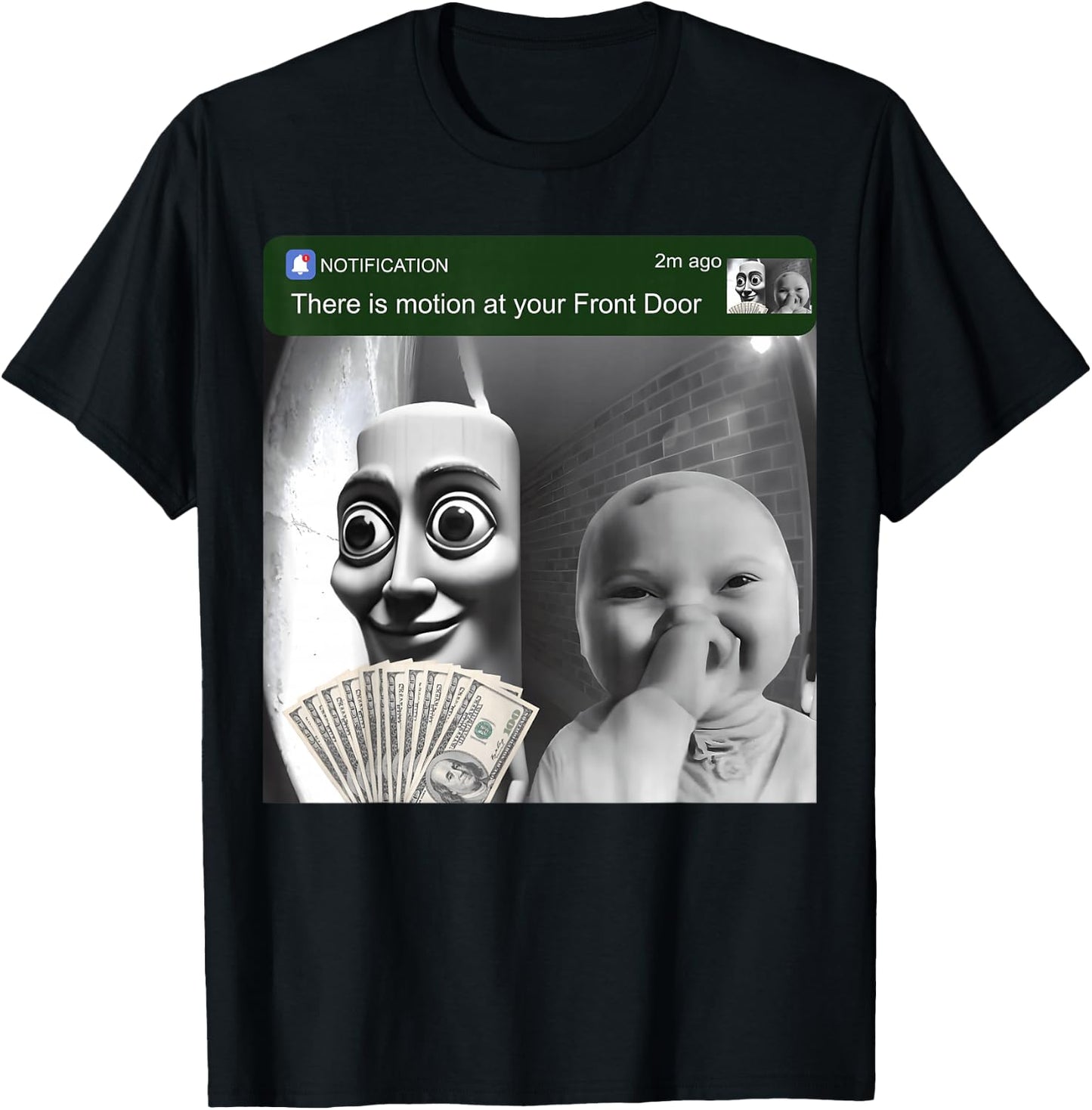 There is Motion at Your Front Door Ai Baby Tung Sahur T-Shirt - T-Shirt | Black