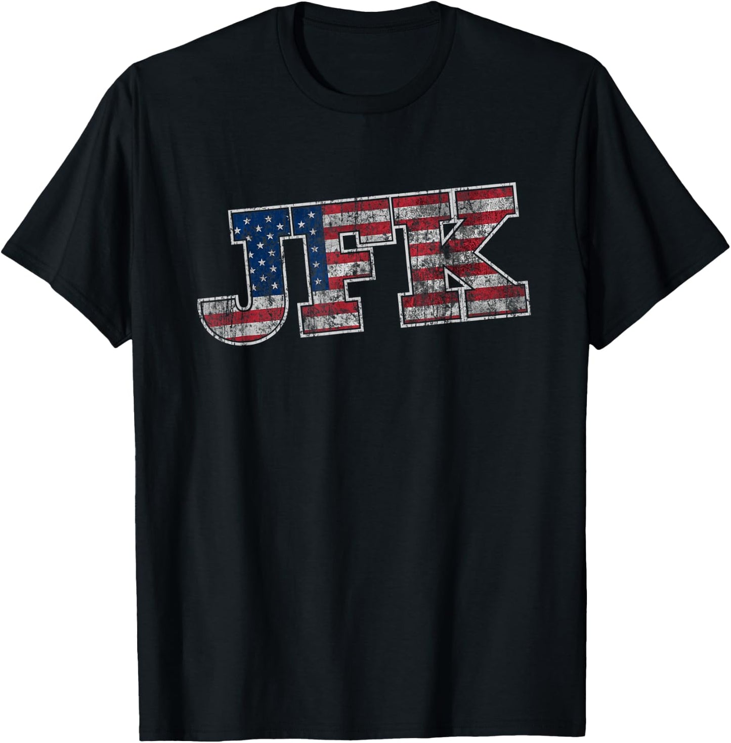 JFK T Shirt - Distressed Flag United States of America T-Shirt - T-Shirt | Black