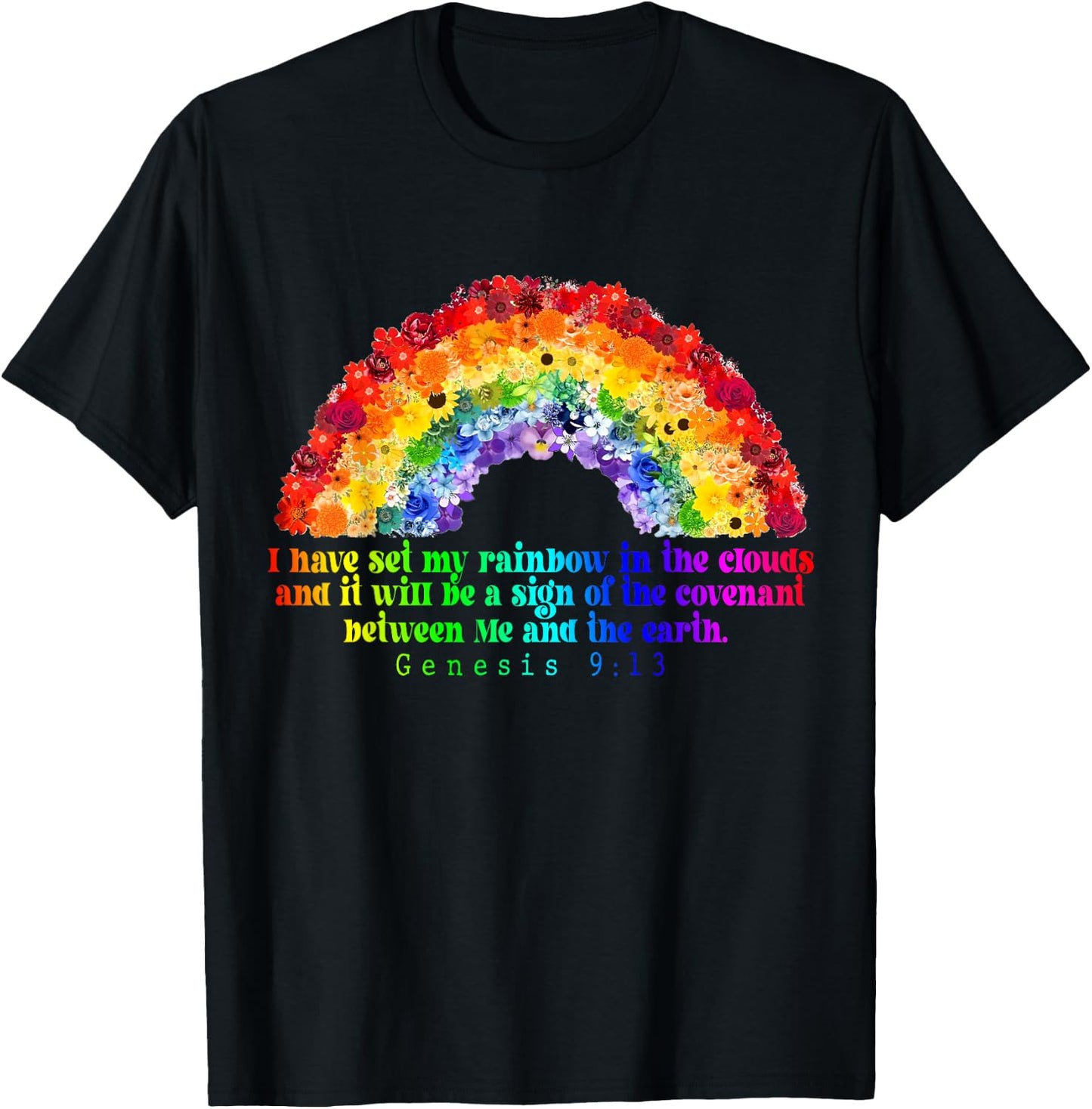 Genesis 9:13, Christian Rainbow God's Promise God’s Covenant T-Shirt - T-Shirt | Black