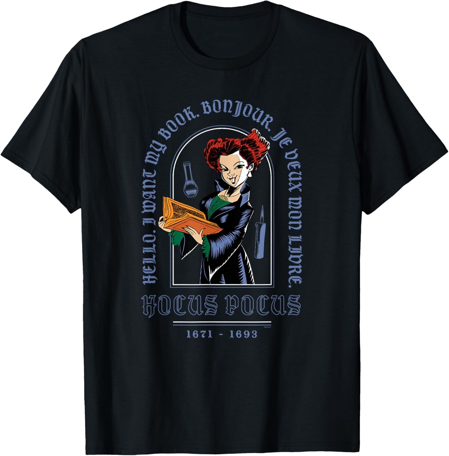 Disney Hocus Pocus Winifred Sanderson I Want My Book T-Shirt - T-Shirt | Black