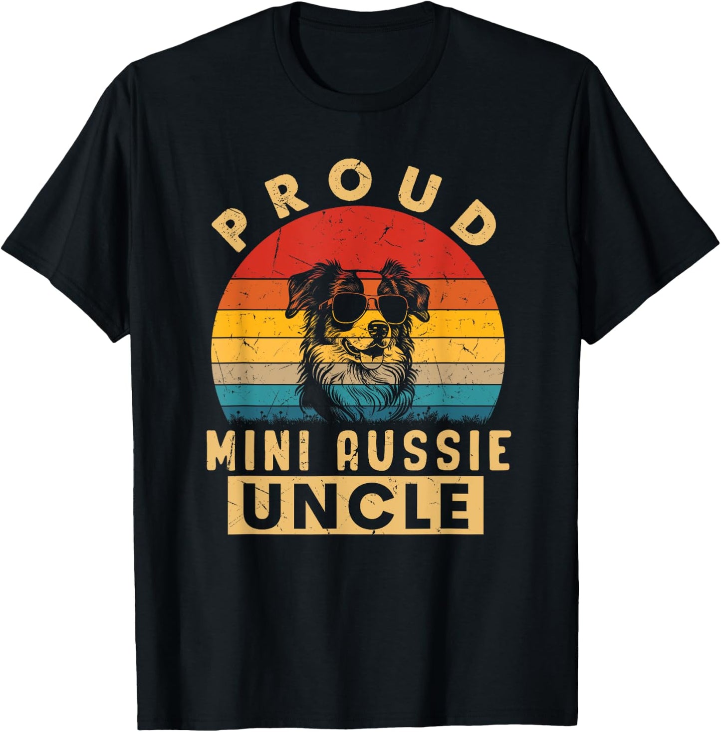 Proud Mini Aussie Uncle Gifts Dog Lovers Dad Fathers Day T-Shirt - T-Shirt | Black