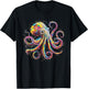 Colorful Paint Splash Octopus Art Graphic T-Shirt - T-Shirt | Black