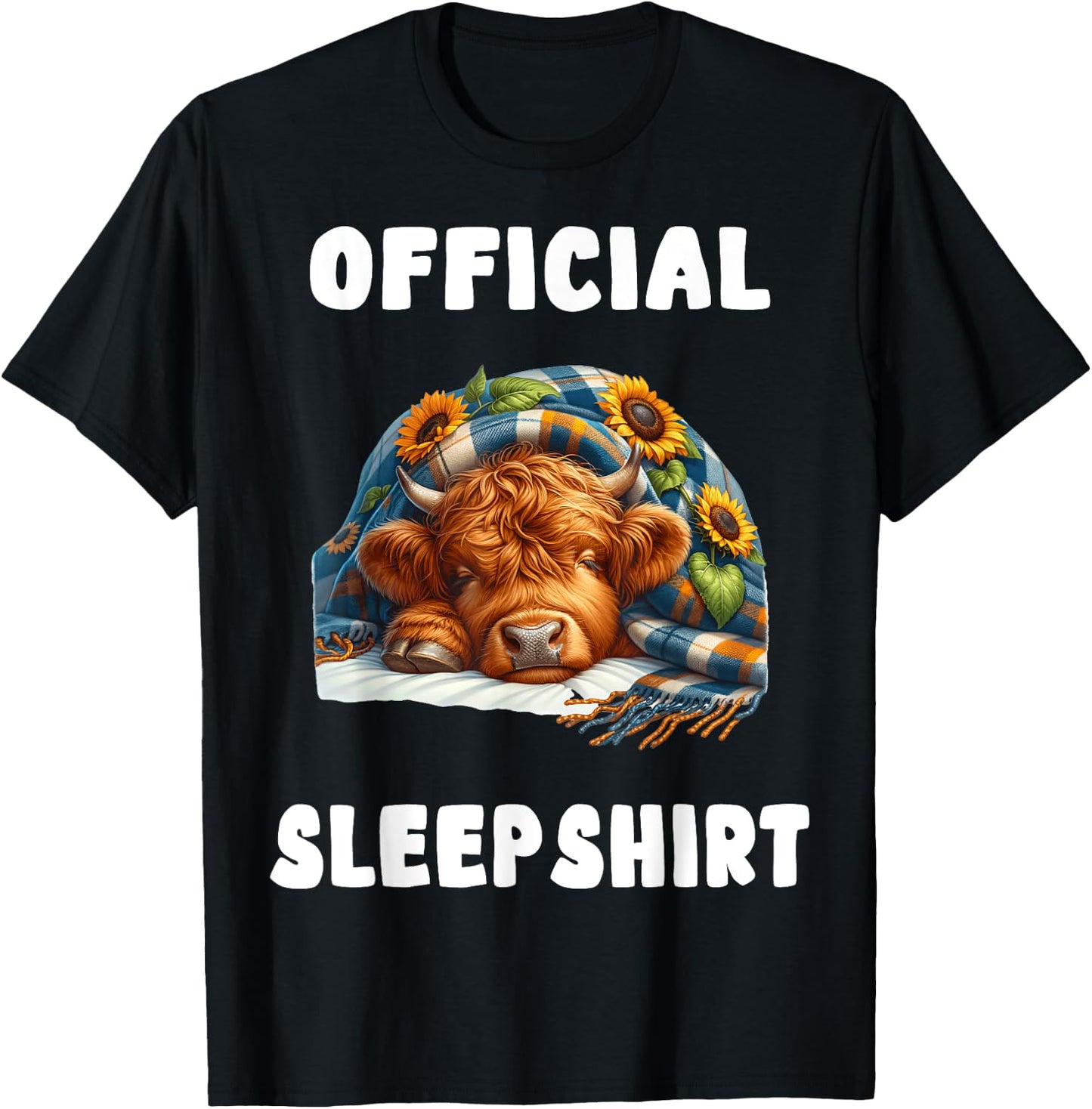 Highland_cow - Official Sleepshirt Pajamas Nightgown T-Shirt - T-Shirt | Black