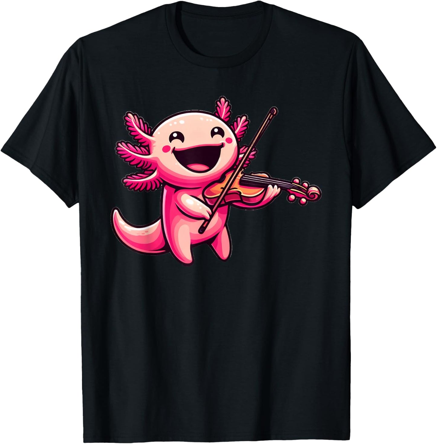 Axolotl Playing Violin Axolotls Musician Music T-Shirt - T-Shirt | Black