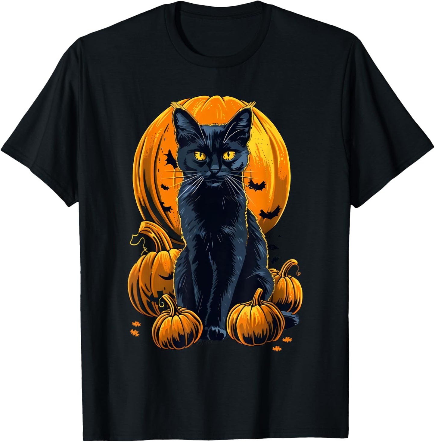 Retro Black Cat Halloween Pumpkin Costume Men Kids T-Shirt - T-Shirt | Black