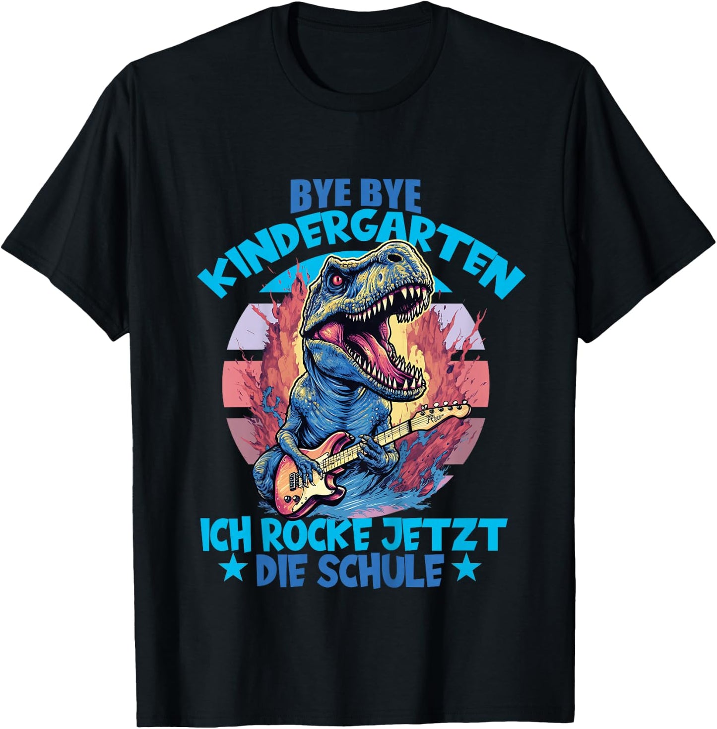 Bye Bye Kindergarten mit Dino für Schulkind zum Schulanfang T-Shirt - T-Shirt | Black