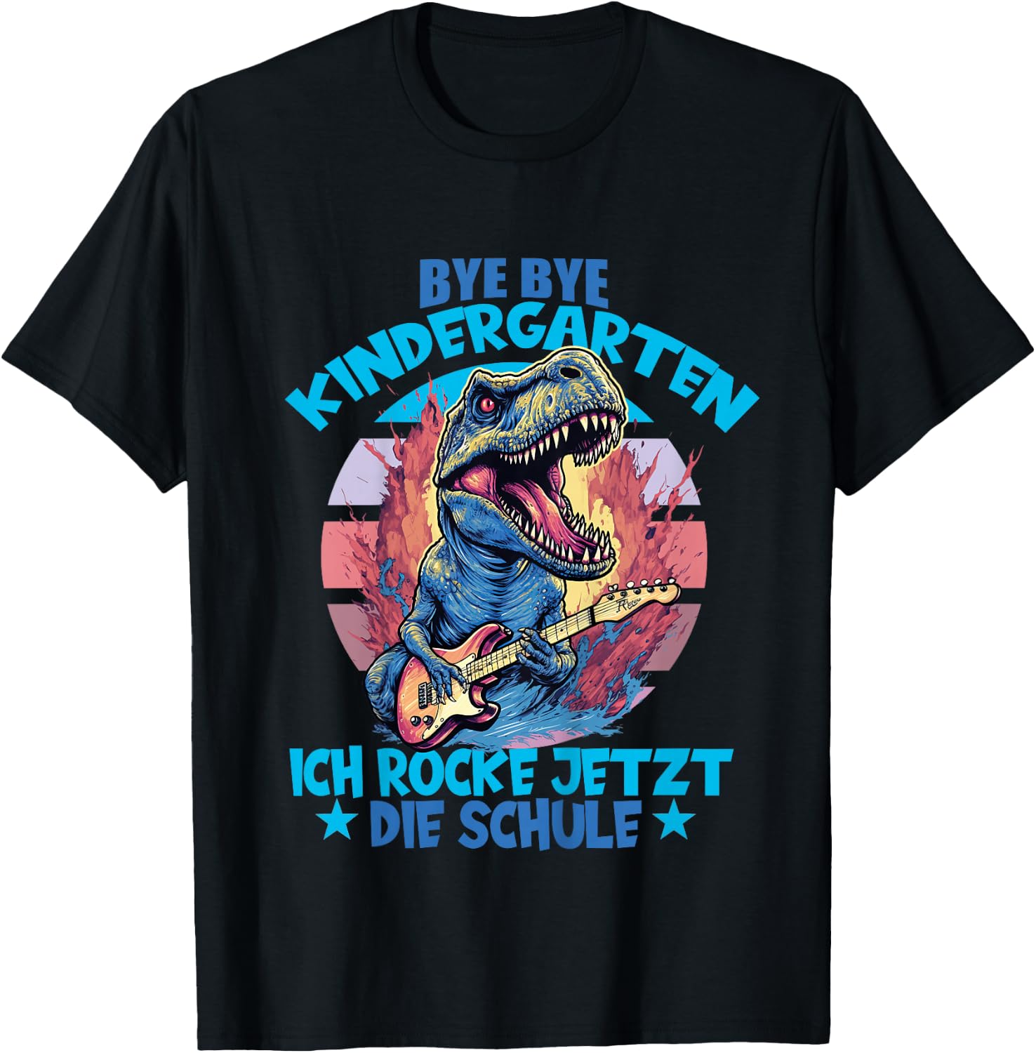 Bye Bye Kindergarten mit Dino für Schulkind zum Schulanfang T-Shirt - T-Shirt | Black