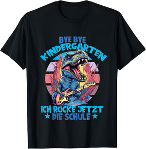 Bye Bye Kindergarten mit Dino für Schulkind zum Schulanfang T-Shirt - T-Shirt | Black