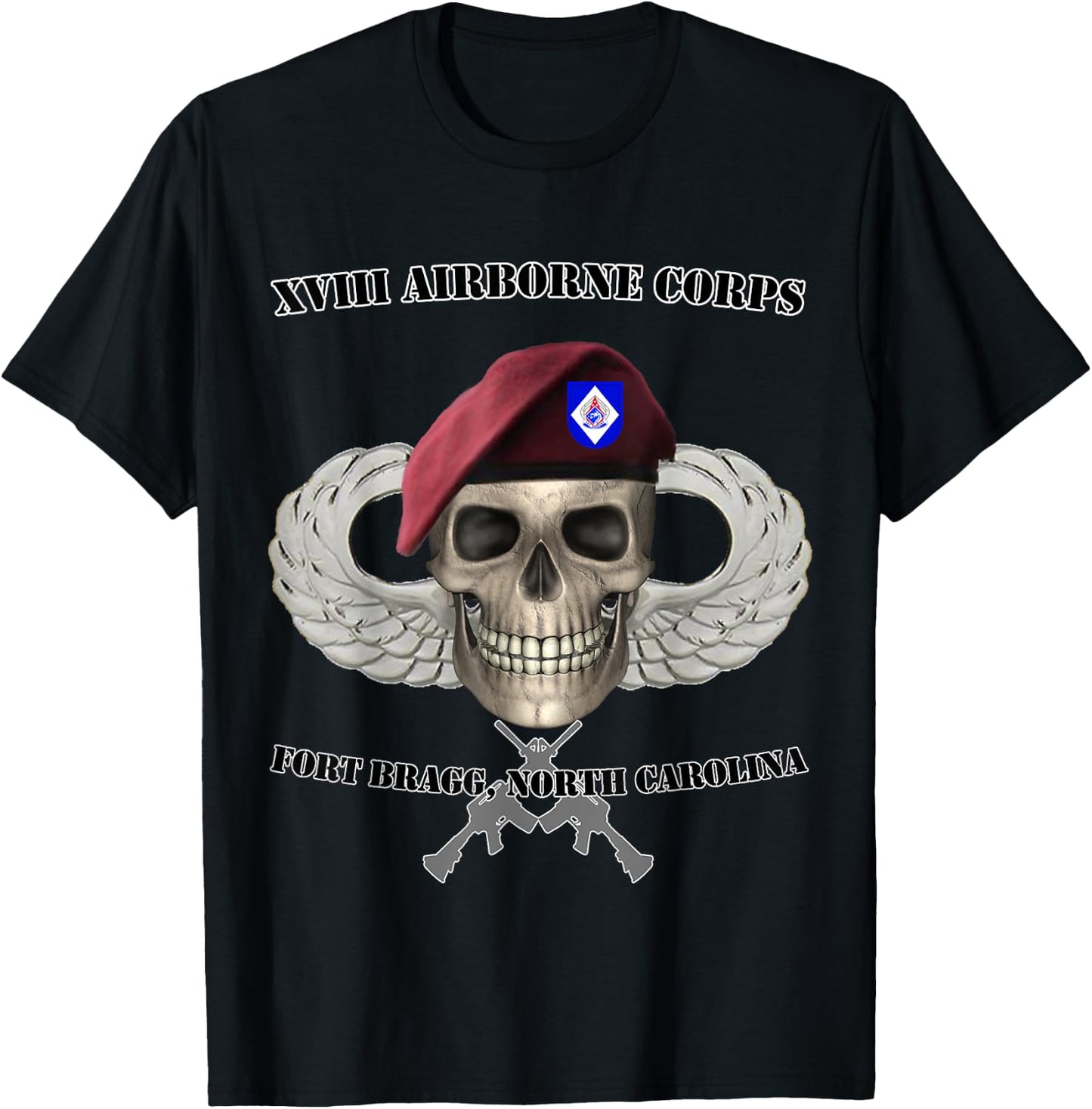 XVIII Airborne Corps- Ft Bragg, North Carolina Design T-Shirt - T-Shirt | Black