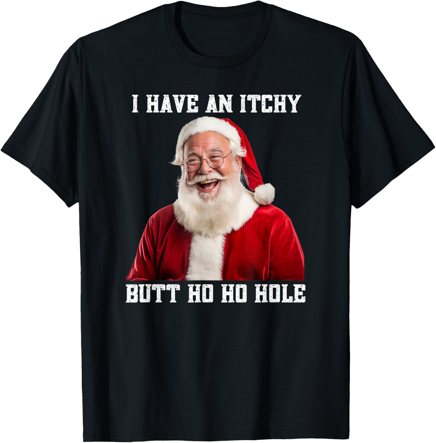 Childish Santa Bum Joke Rude Embarrassing Christmas Immature T-Shirt - T-Shirt | Black