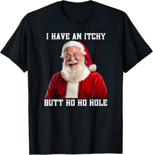 Childish Santa Bum Joke Rude Embarrassing Christmas Immature T-Shirt - T-Shirt | Black