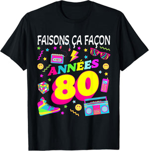 Party 80s Birthday Party 80s Retro Style , Black, S T-Shirt - T-Shirt | Black