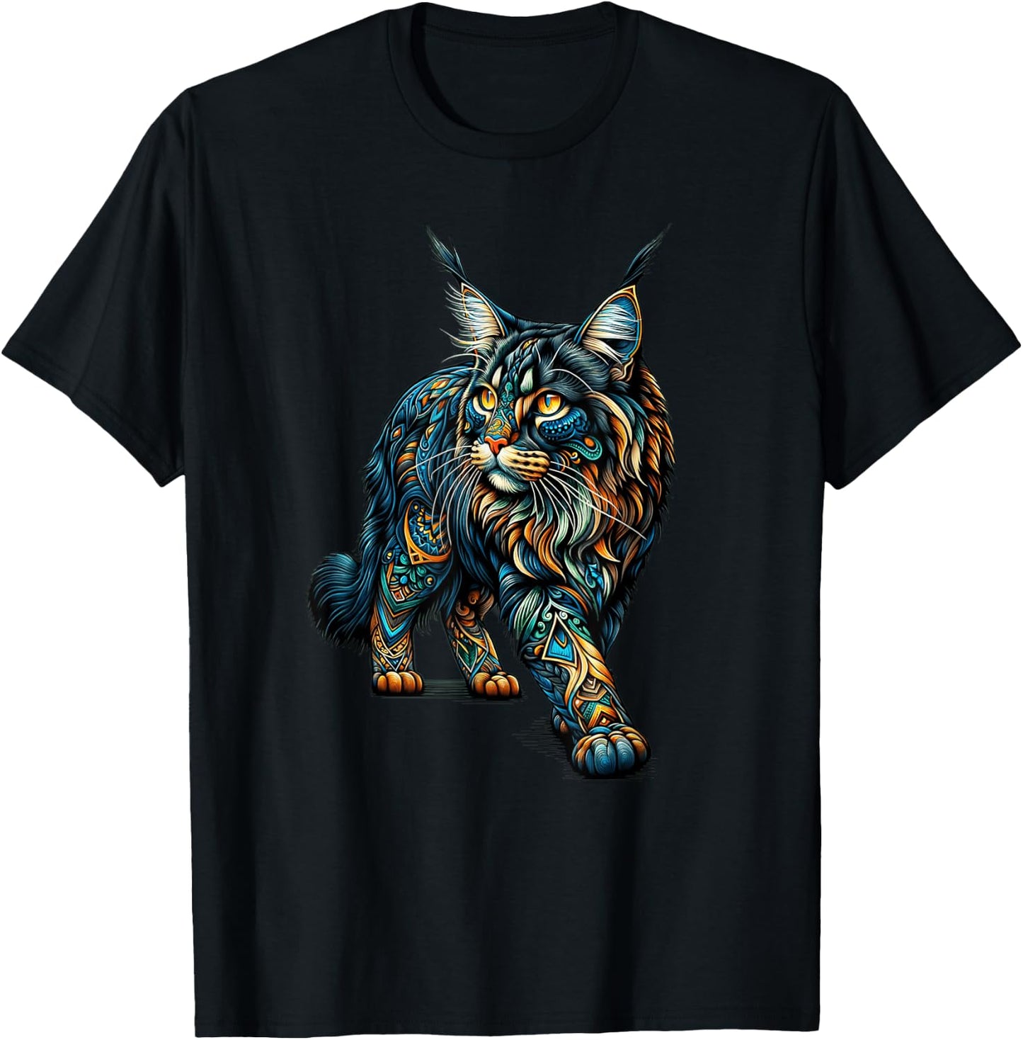 Mandala Maine Coon Cat Maine Coons T-Shirt - T-Shirt | Black