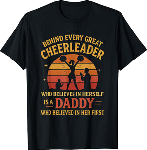 Behind Every Great Cheerleader Is A Daddy Father's Day T-Shirt - T-Shirt | Black