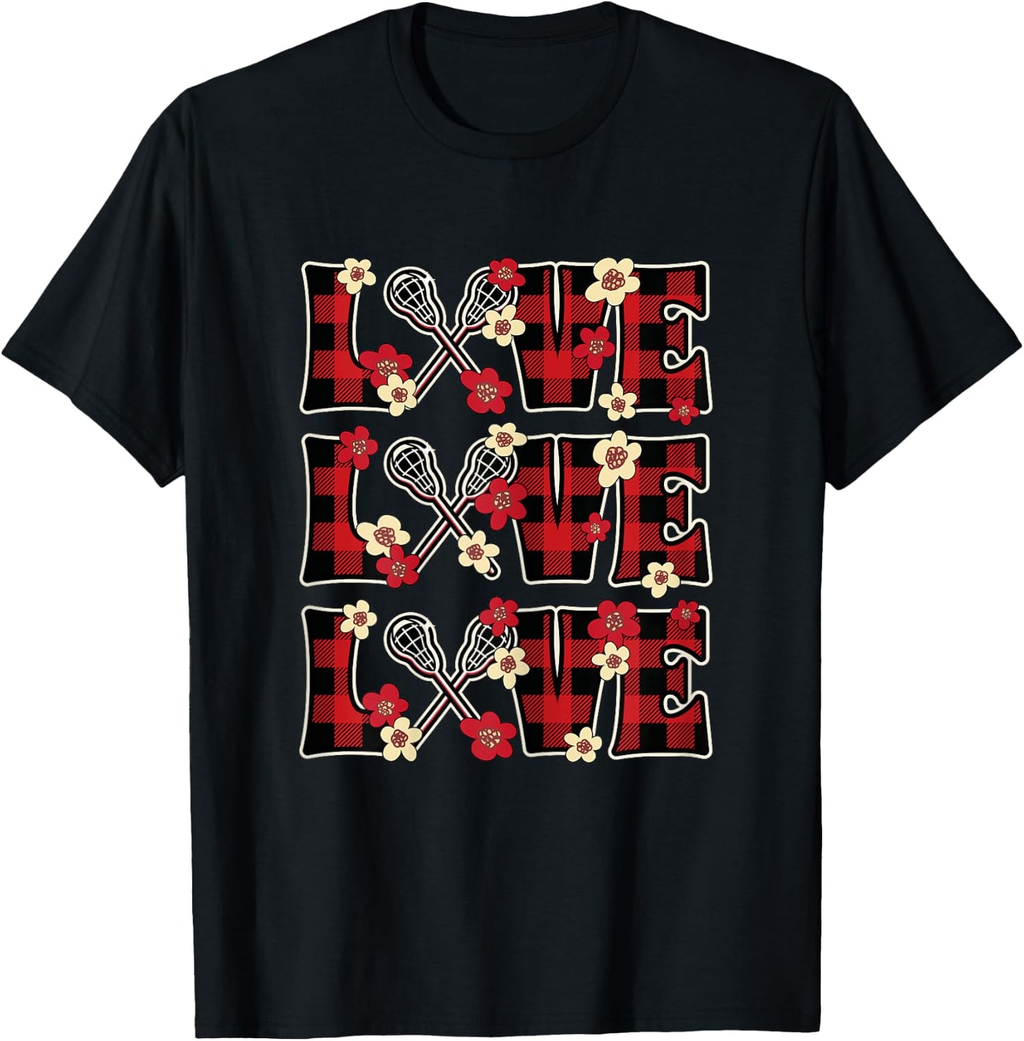 Love Lacrosse Lover Outfit Women Girls Kids Cute Lacrosse T-Shirt - T-Shirt | Black