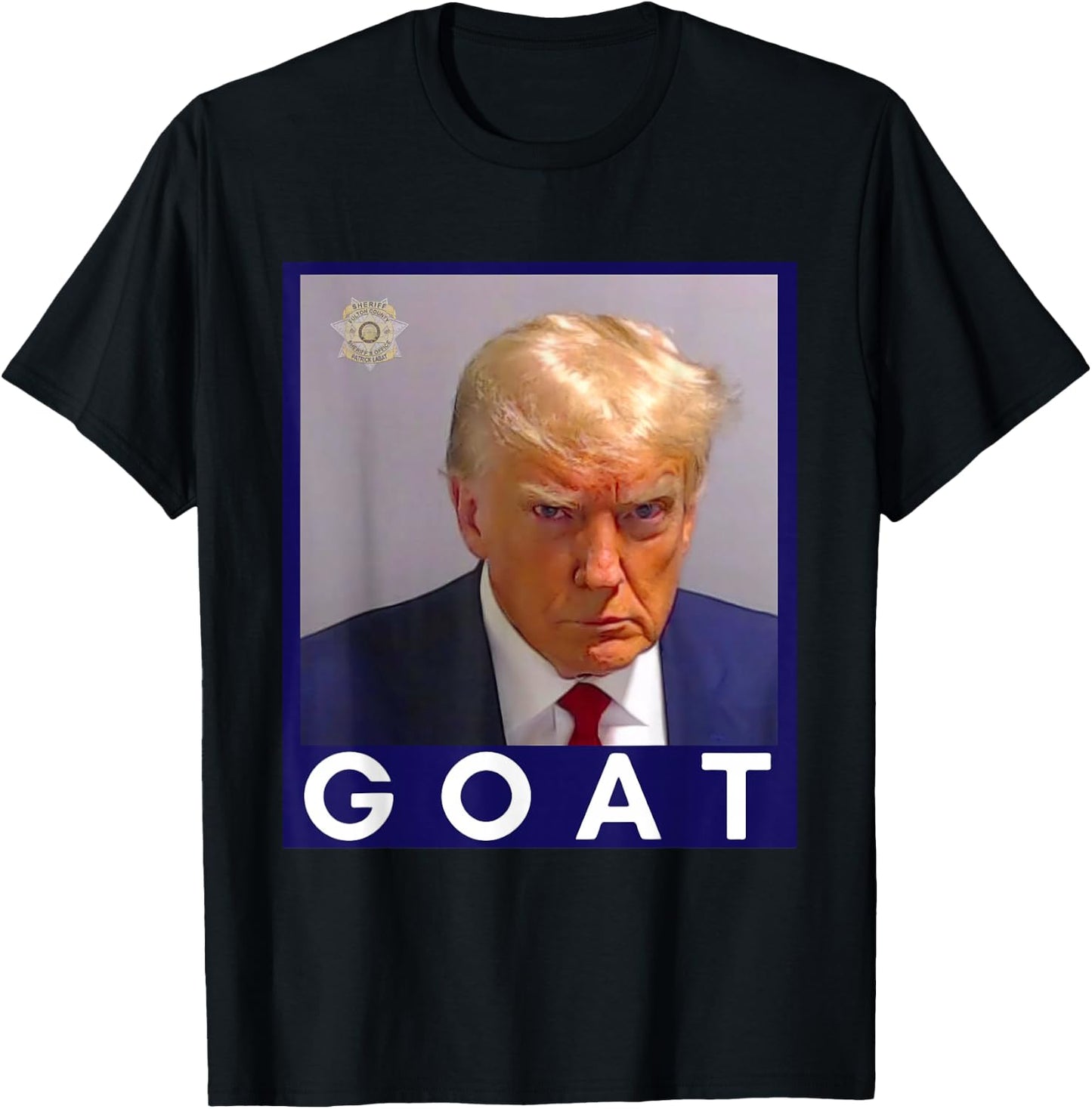 Funny Trump GOAT Never Surrender Trump Mug Shot 2024 Legend T-Shirt - T-Shirt | Black