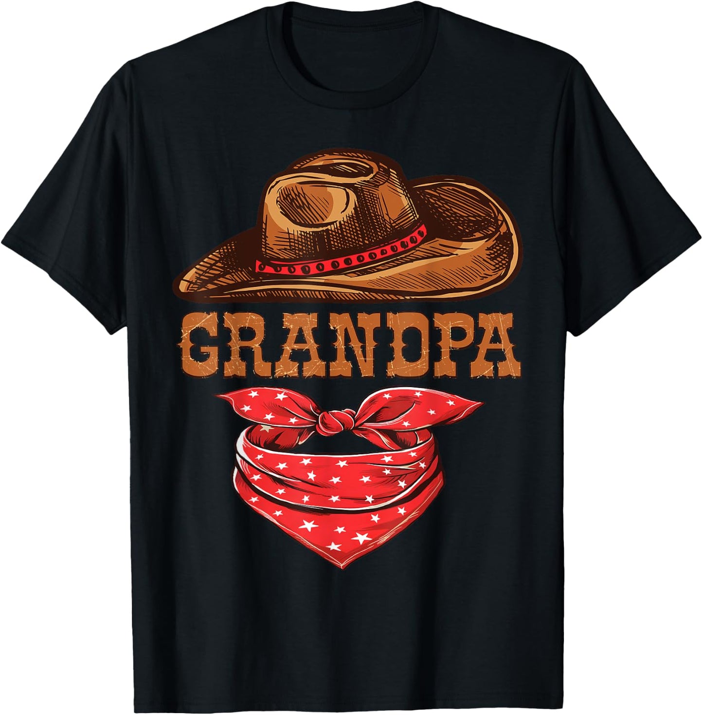Grandpa Western Birthday Cowboy Cowgirl Family Matching T-Shirt - T-Shirt | Black