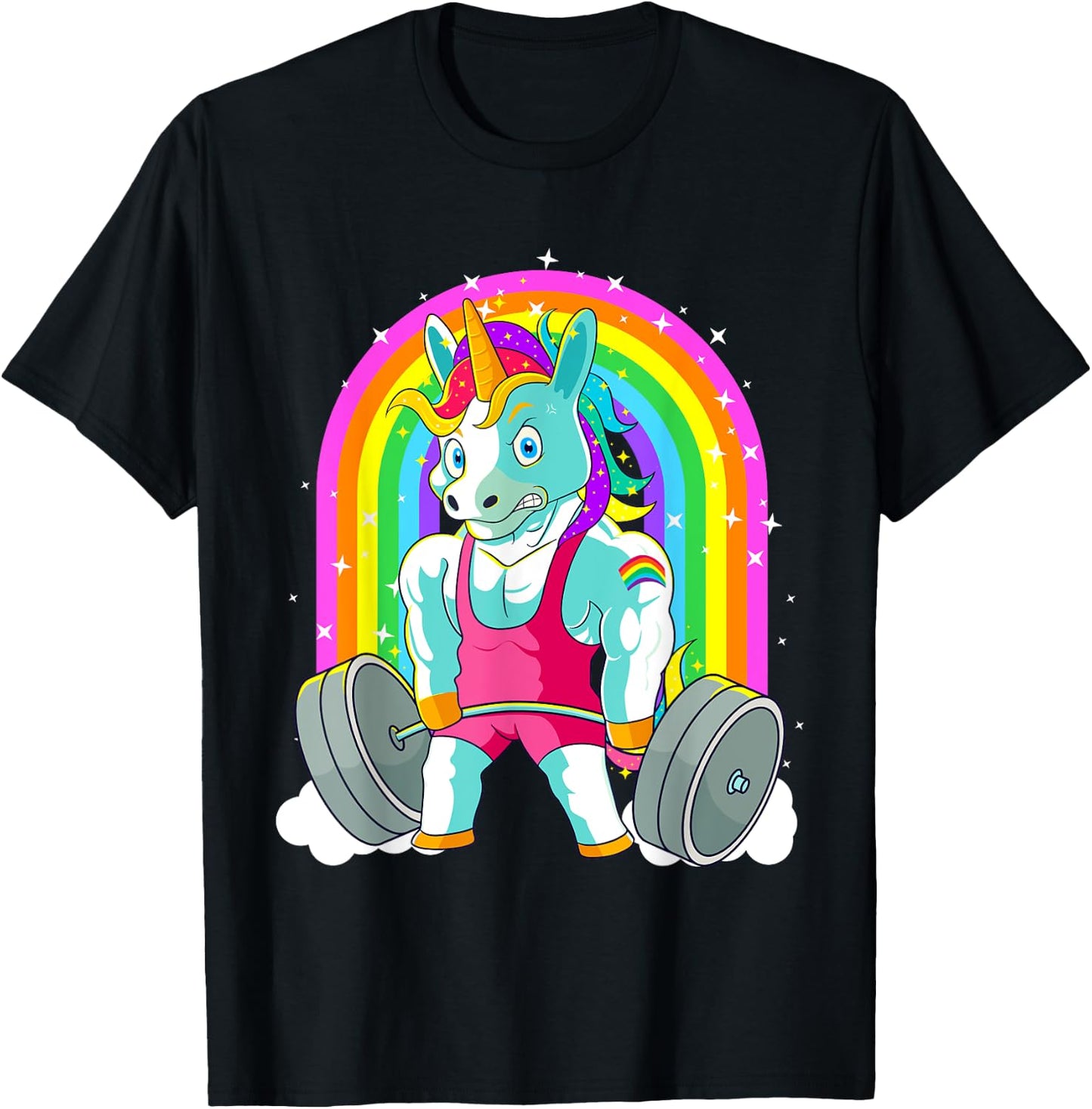 Gym Unicorn Deadlift Weightlifting Workout Pride Men Women T-Shirt - T-Shirt | Black