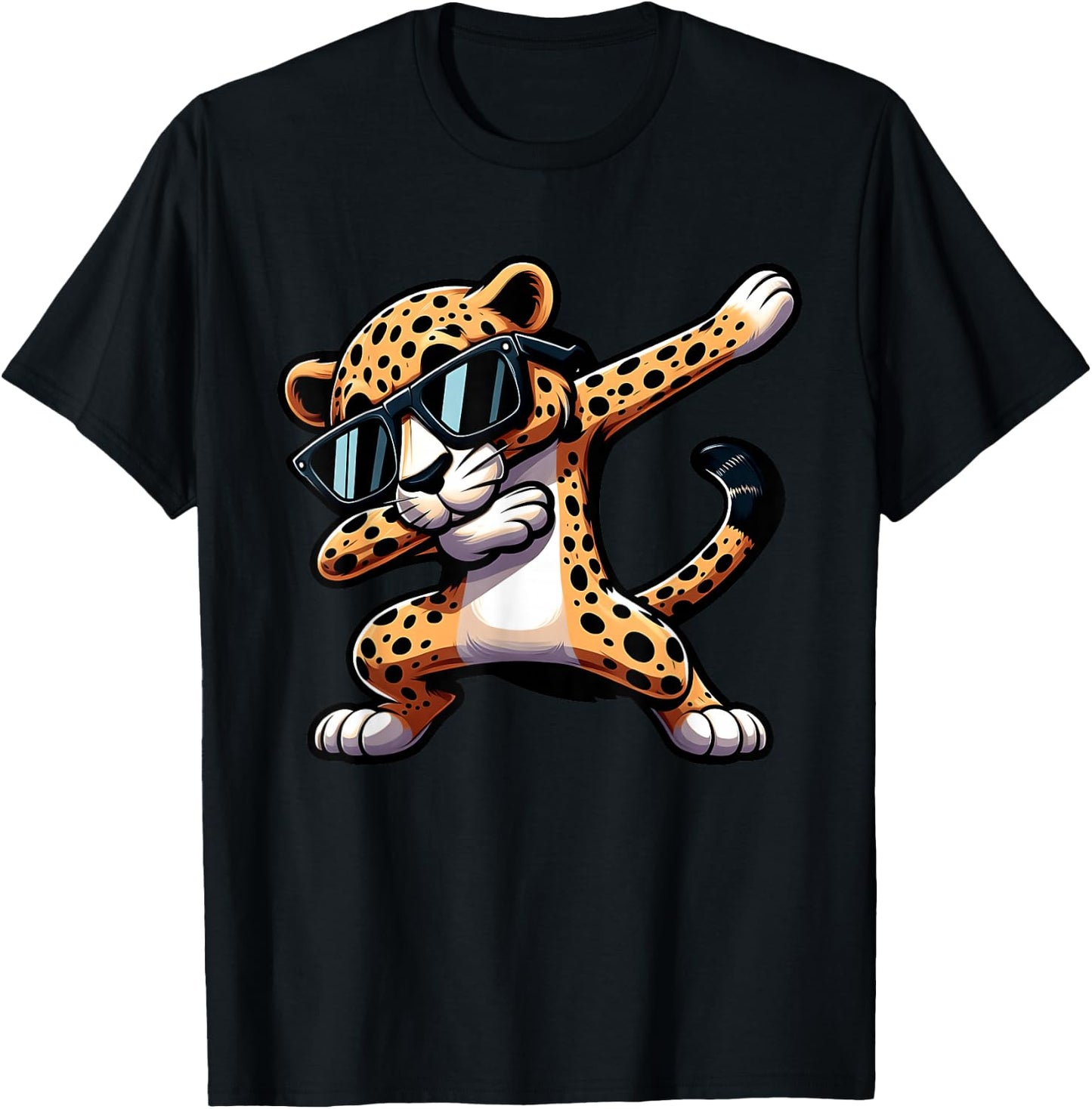 Cool Dabbing Cheetah Leopard Sunglasses Dab Dance Boys Girls T-Shirt - T-Shirt | Black