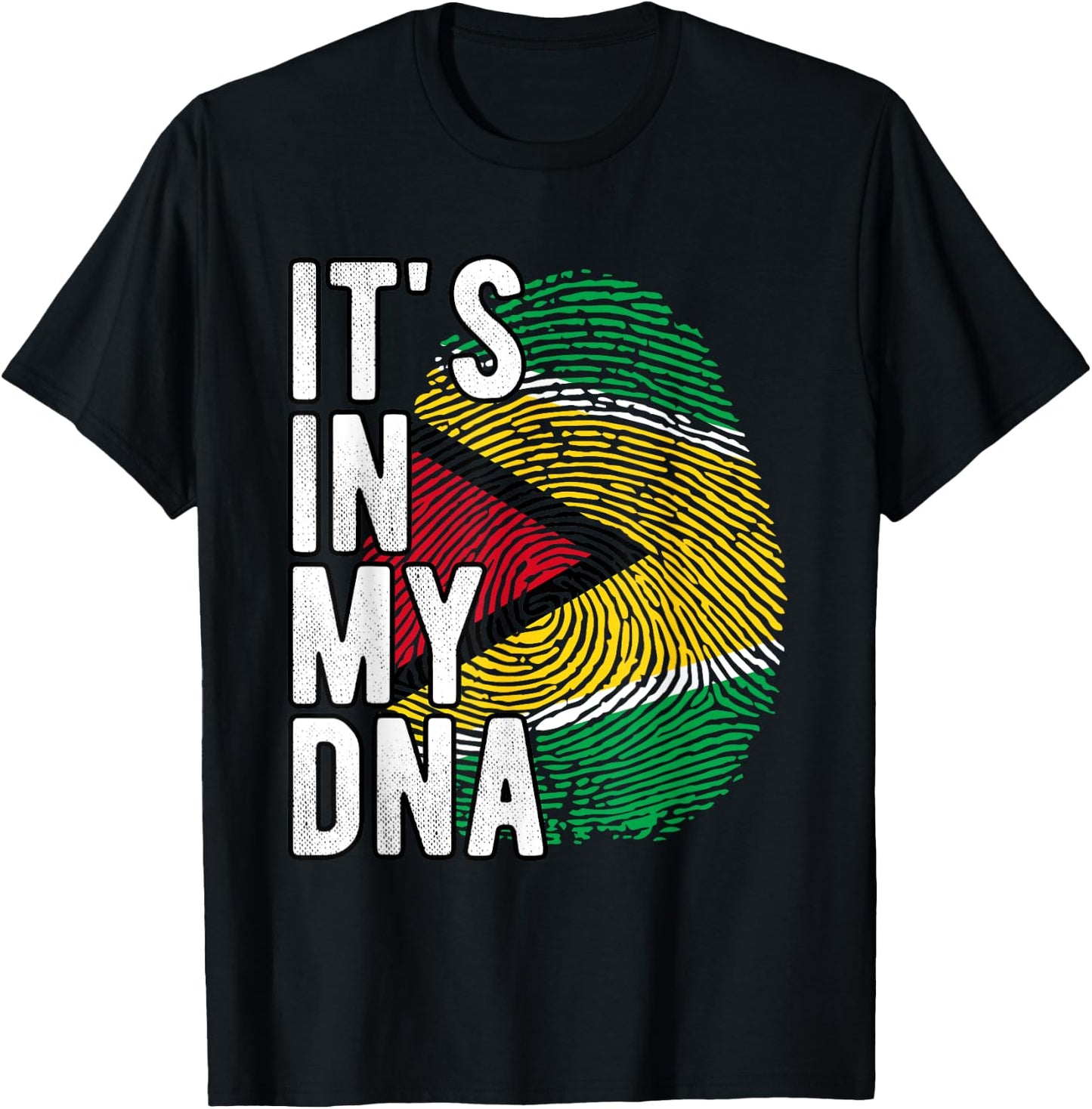Funny it's in my DNA Guyana flag Fingerprint T-Shirt - T-Shirt | Black