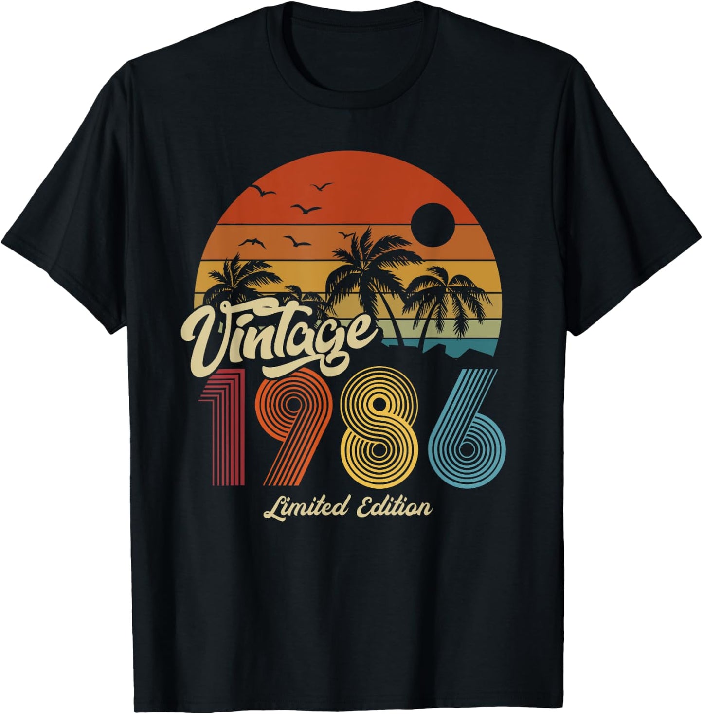 1986 Vintage Vintage Birthday Retro Men's Women's Gift , black T-Shirt - T-Shirt | Black