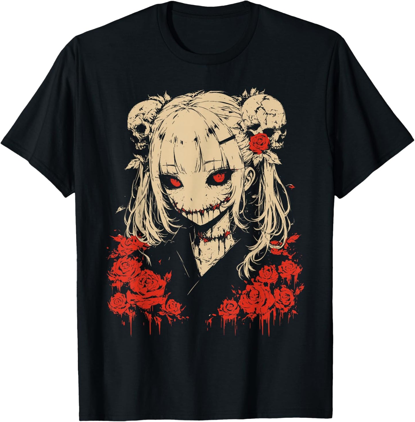 Horror Anime Manga | Japan Japanese Creepy Kawaii Goth , black T-Shirt - T-Shirt | Black