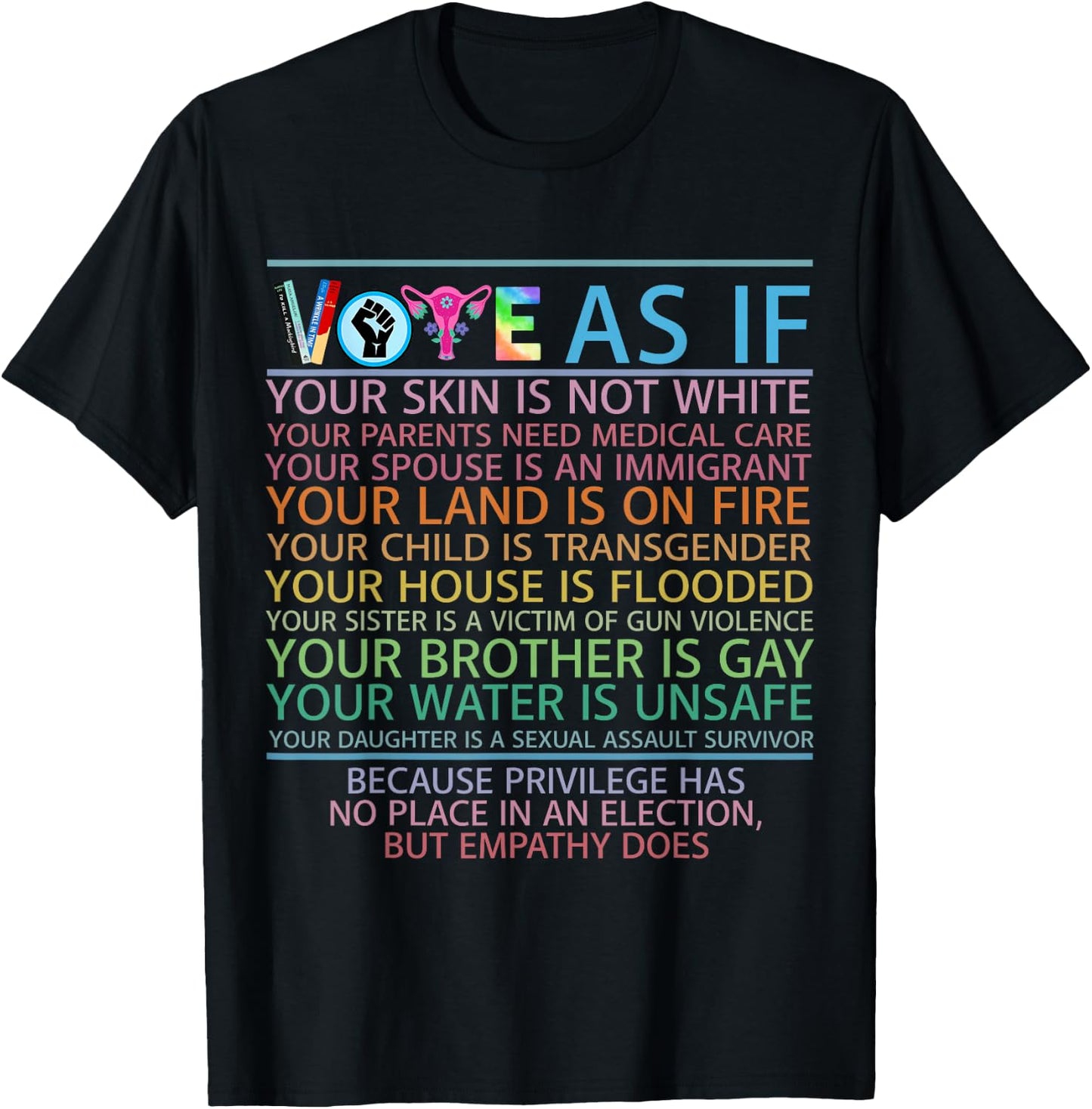 Vote As If Your Skin Is Not White Human's Rights T-Shirt - T-Shirt | Black