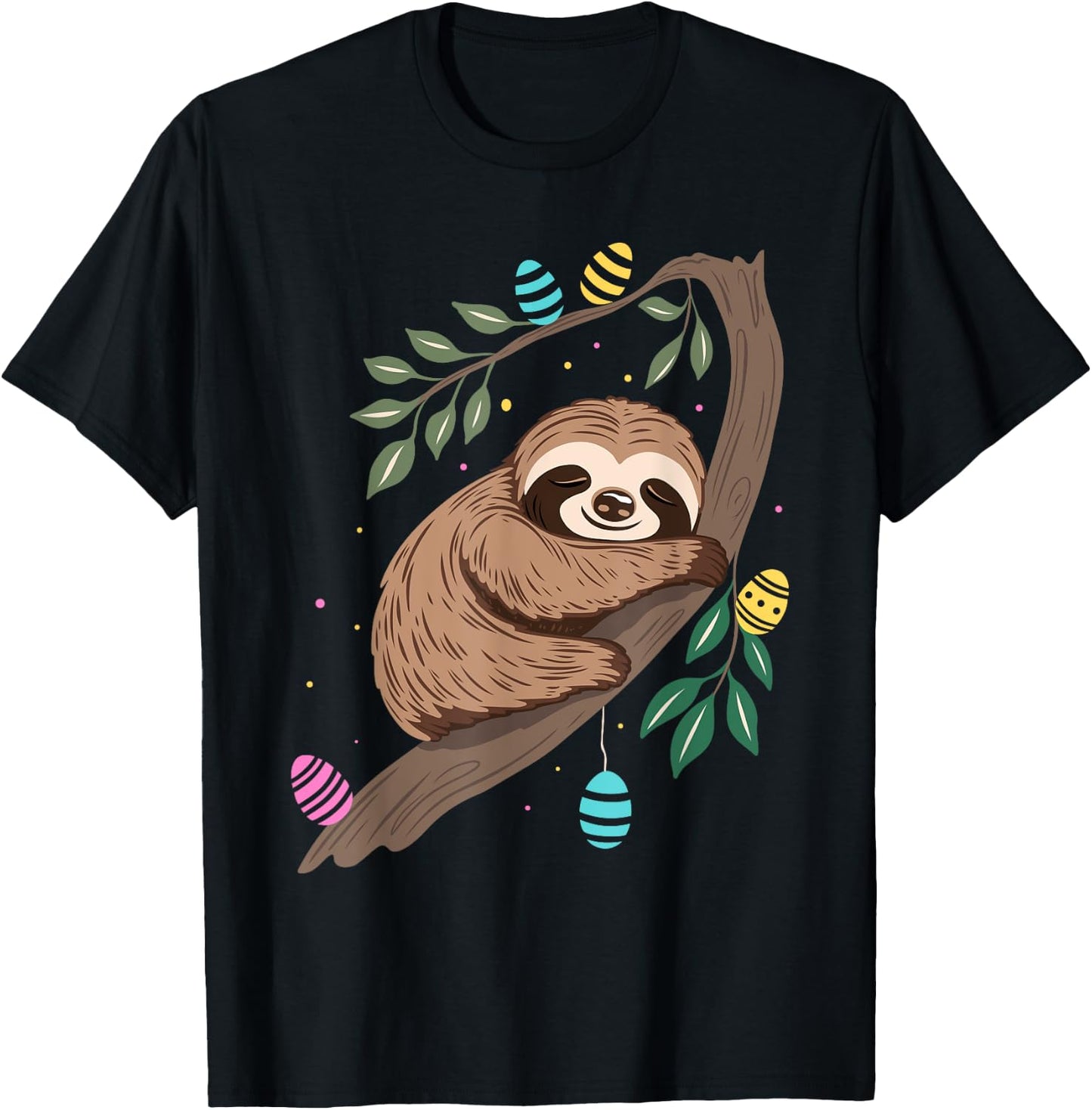 Oster Faultier mit Ostereier im Frühling Cute Animals Art T-Shirt - T-Shirt | Black