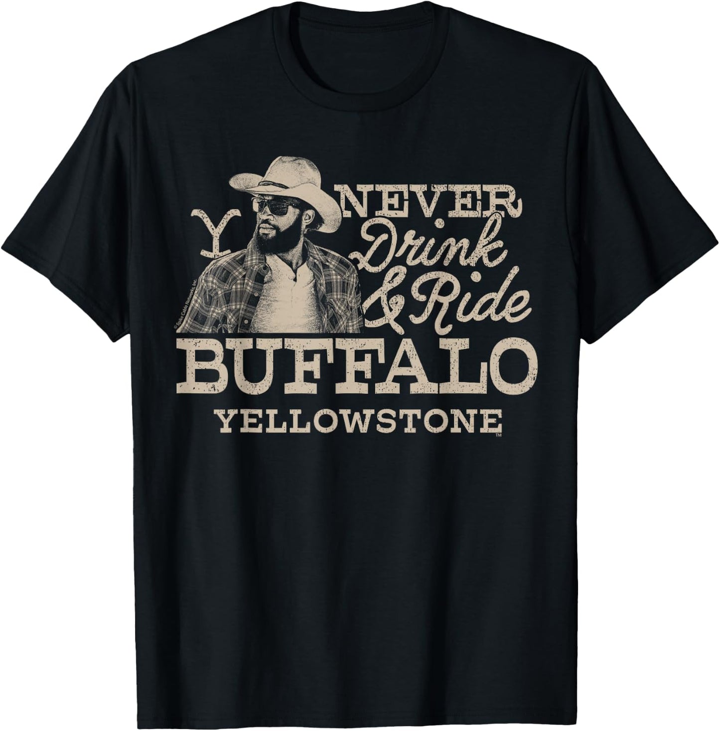 Yellowstone - Never Drink And Ride Buffalo T-Shirt - T-Shirt | Black