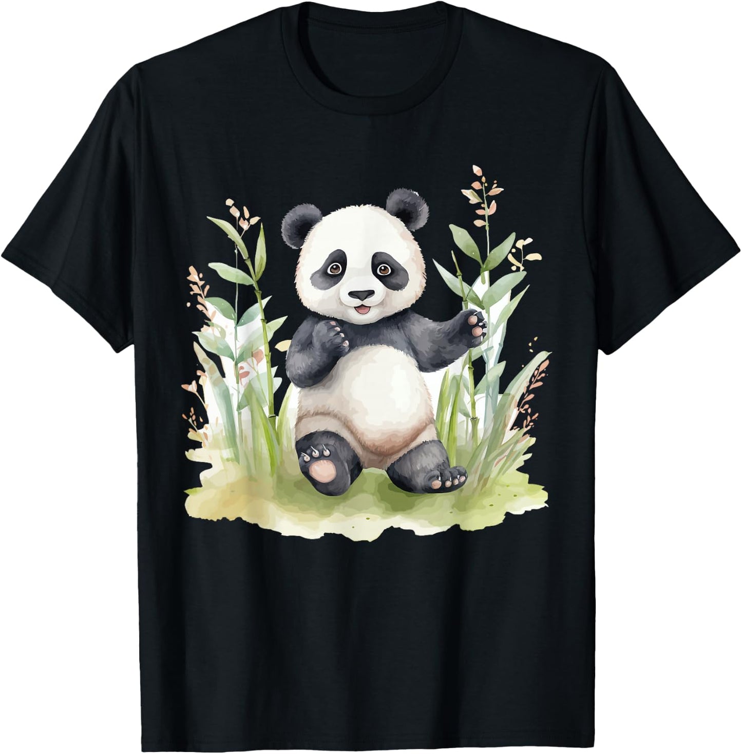 Watercolor Panda T-Shirt - T-Shirt | Black